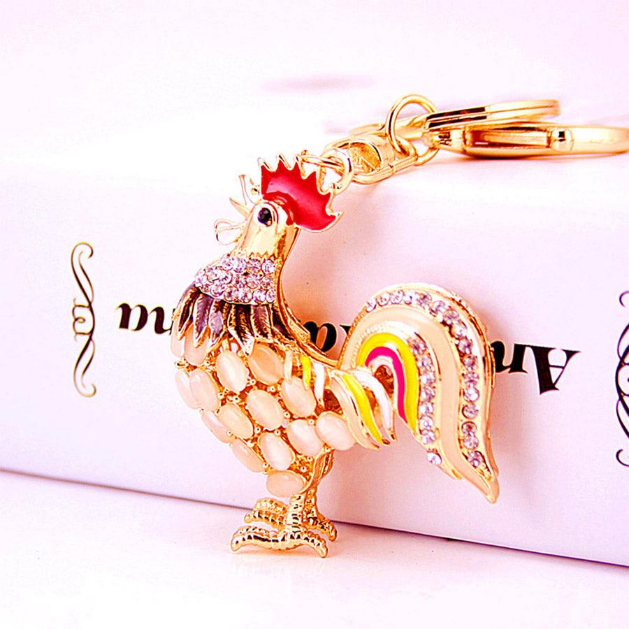 Wholesale Fashion Cock Alloy Keychain | Rhinestone Inlay, Opal Unisex Bag Pendant - ChicMeto