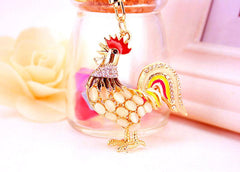 Wholesale Fashion Cock Alloy Keychain | Rhinestone Inlay, Opal Unisex Bag Pendant - ChicMeto