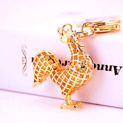 Wholesale Fashion Cock Alloy Keychain | Rhinestone Inlay, Opal Unisex Bag Pendant - ChicMeto