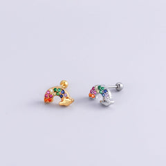 Wholesale Fashion Devil's Eye Flower Metal Inlaid Zircon Ear Studs - ChicMeto