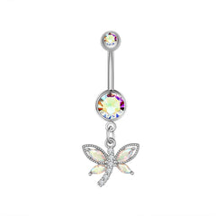 Wholesale Fashion Flower Bee Stainless Steel Plating Artificial Gemstones Belly Ring - ChicMeto