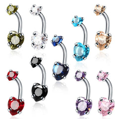 Wholesale Fashion Geometric Heart Shape Stainless Steel Inlaid Zircon Belly Ring 1 Piece - ChicMeto