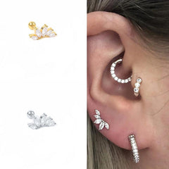 Wholesale Fashion Geometric Plating Sterling Silver Zircon Ear Studs - ChicMeto