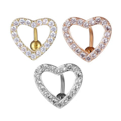 Wholesale Fashion Heart Shape Copper Inlaid Zircon Unisex Belly Ring 1 Piece - ChicMeto