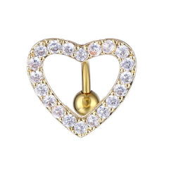 Wholesale Fashion Heart Shape Copper Inlaid Zircon Unisex Belly Ring 1 Piece - ChicMeto