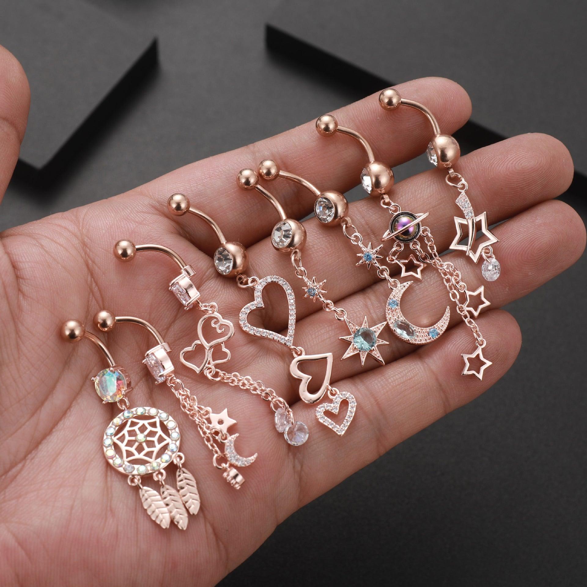 Wholesale Fashion Heart Shape Copper Plating Zircon Belly Ring 1 Piece - ChicMeto