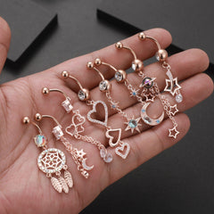 Wholesale Fashion Heart Shape Copper Plating Zircon Belly Ring 1 Piece - ChicMeto