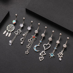 Wholesale Fashion Heart Shape Copper Plating Zircon Belly Ring 1 Piece - ChicMeto