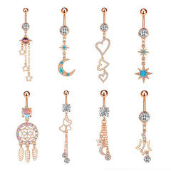 Wholesale Fashion Heart Shape Copper Plating Zircon Belly Ring 1 Piece - ChicMeto