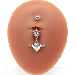 Wholesale Fashion Heart Shape Stainless Steel Plating Zircon Belly Ring - ChicMeto