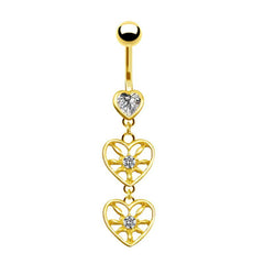 Wholesale Fashion Heart Shape Stainless Steel Plating Zircon Belly Ring - ChicMeto