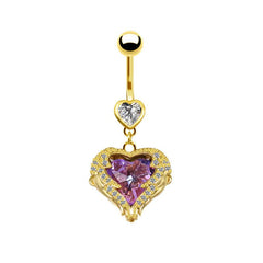 Wholesale Fashion Heart Shape Stainless Steel Plating Zircon Belly Ring - ChicMeto