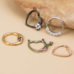 Wholesale Fashion Moon Heart Shape Stainless Steel Inlay Zircon Nose Ring 1 Piece - ChicMeto