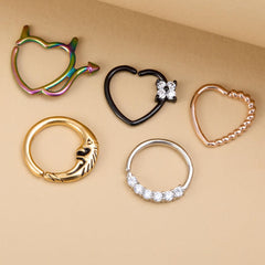 Wholesale Fashion Moon Heart Shape Stainless Steel Inlay Zircon Nose Ring 1 Piece - ChicMeto