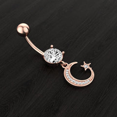 Wholesale Fashion Moon Stainless Steel Plating Zircon Belly Ring - ChicMeto