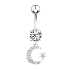 Wholesale Fashion Moon Stainless Steel Plating Zircon Belly Ring - ChicMeto