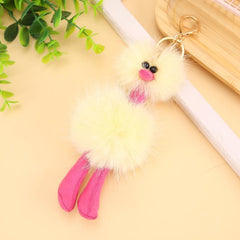 Wholesale Fashion Ostrich Plush Pom Poms Keychain - 1 Piece - ChicMeto