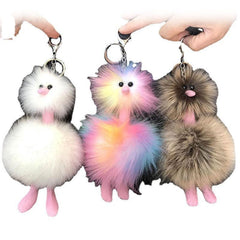 Wholesale Fashion Ostrich Plush Pom Poms Keychain - 1 Piece - ChicMeto