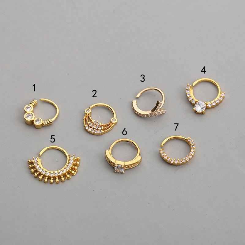 Wholesale Fashion Round Steel Inlay Zircon Women's Hoop Earrings 1 Piece - ChicMeto