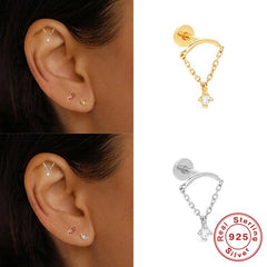 Wholesale Fashion Round Sterling Silver Inlay Zircon Ear Studs - ChicMeto