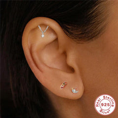 Wholesale Fashion Round Sterling Silver Inlay Zircon Ear Studs - ChicMeto