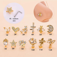 Wholesale Fashion Star Metal Plating Zircon Nose Studs 1 Piece - ChicMeto