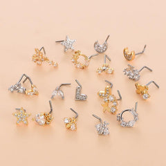 Wholesale Fashion Star Metal Plating Zircon Nose Studs 1 Piece - ChicMeto