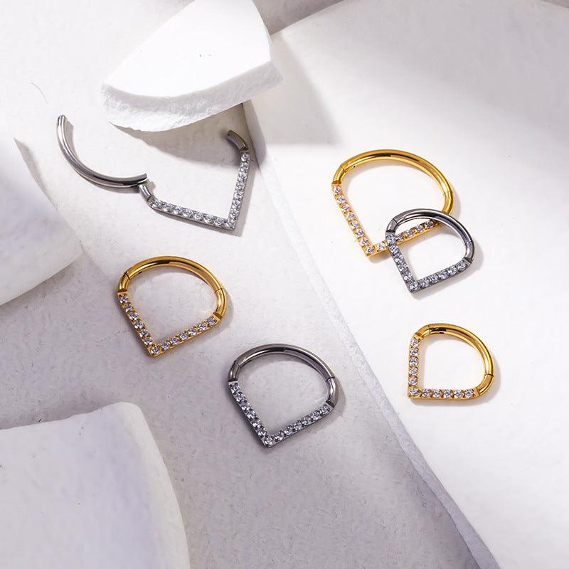 Wholesale Fashion Water Droplets Pure Titanium Inlay Zircon Ear Cartilage Rings & Studs - ChicMeto