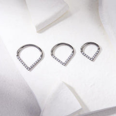 Wholesale Fashion Water Droplets Pure Titanium Inlay Zircon Ear Cartilage Rings & Studs - ChicMeto