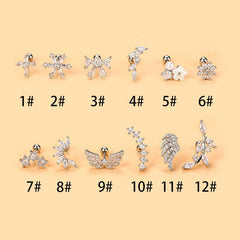 Wholesale Fashion Wings Flower Stainless Steel Copper Plating Inlay Zircon Ear Studs - ChicMeto