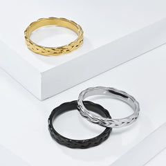 Wholesale Fitness Solid Color 304 Stainless Steel 18K Gold Plated Rings In Bulk - ChicMeto