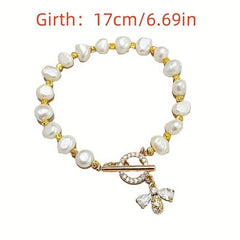 Wholesale Freshwater Pearl Bracelet Elegant Hand Jewelry for Wedding Anniversary Mother's Day Gifts - ChicMeto