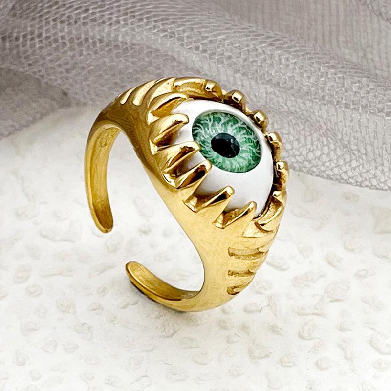 Wholesale Funny Novelty Commute Eye Stainless Steel Rings | Gold Plated - ChicMeto