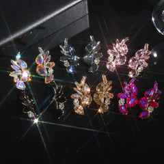 Wholesale Glam Shiny Geometric Inlay Alloy Rhinestones Zircon Drop Earrings - ChicMeto