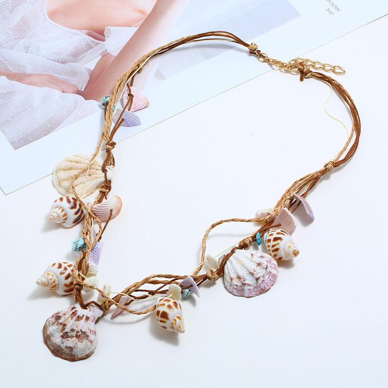 Wholesale Hawaiian Beach Conch Shell Pendant Necklace Alloy Rope Shell Plating for Women - ChicMeto