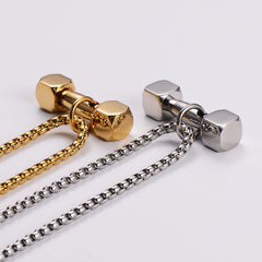 Wholesale Hip-hop Barbell Stainless Steel Plating 18K Gold Plated Pendant Necklace - ChicMeto