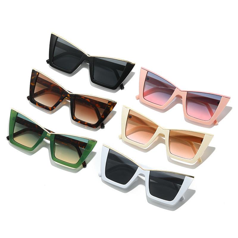 Wholesale Hip-hop Color Block PC Cat Eye Patchwork Full Frame Women's Sunglasses - ChicMeto