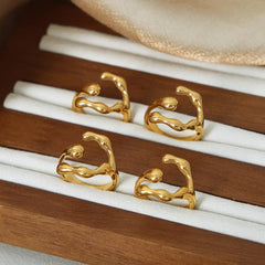 Wholesale Hip-hop Exaggerated Solid Color Titanium Steel Plating 18K Gold Plated Rings - ChicMeto