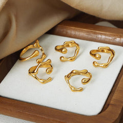 Wholesale Hip-hop Exaggerated Solid Color Titanium Steel Plating 18K Gold Plated Rings - ChicMeto