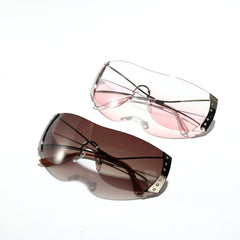 Wholesale Hip-hop Punk Streetwear Solid Color PC Square Frameless Women's Sunglasses - ChicMeto