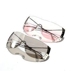 Wholesale Hip-hop Punk Streetwear Solid Color PC Square Frameless Women's Sunglasses - ChicMeto