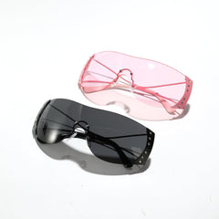 Wholesale Hip-hop Punk Streetwear Solid Color PC Square Frameless Women's Sunglasses - ChicMeto