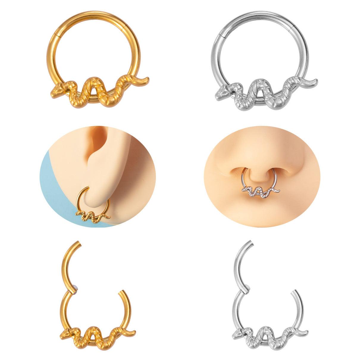 Wholesale Hip-Hop Snake Stainless Steel Nose Ring In Bulk - ChicMeto