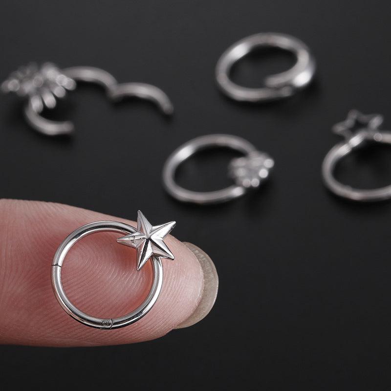 Wholesale Hip-Hop Star Titanium Steel Polishing Nose Ring - ChicMeto