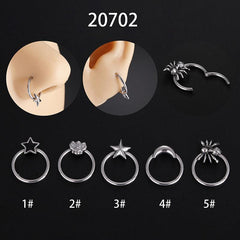 Wholesale Hip-Hop Star Titanium Steel Polishing Nose Ring - ChicMeto