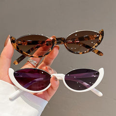 Wholesale Hip-hop Streetwear Solid Color PC Cat Eye Half Frame Women Sunglasses - ChicMeto