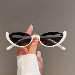 Wholesale Hip-hop Streetwear Solid Color PC Cat Eye Half Frame Women Sunglasses - ChicMeto