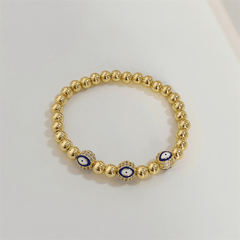 Wholesale IG Style Devil's Eye Copper Beaded Plating Inlay Zircon 18K Gold Plated Bracelets - ChicMeto