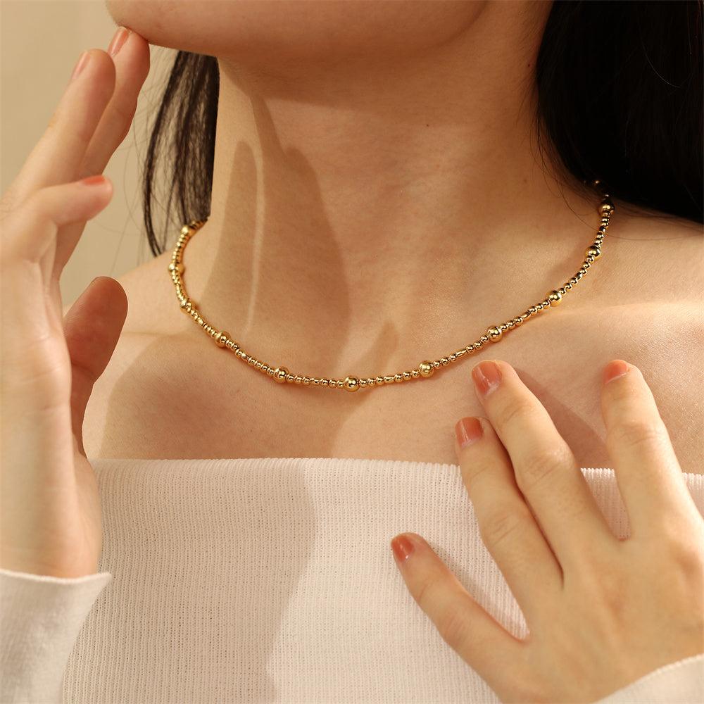 Wholesale IG Style Elegant Simple Style Geometric Freshwater Pearl Copper Beaded Plating 18K Gold Plated Necklace - ChicMeto