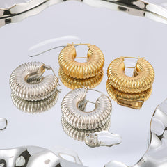 Wholesale IG Style Geometric Stainless Steel 18K Gold Plated Earrings for Trendy Women - ChicMeto